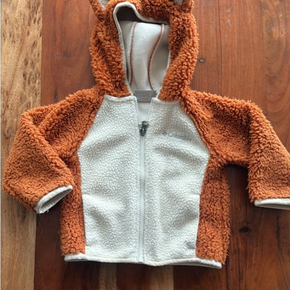 Columbia Kids' Fleece Hoodie in Orange and Cream
